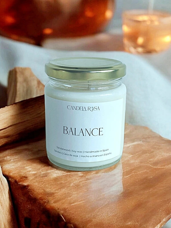 balance vela de sandalo para meditacion , vela aromática de lujo velas de cera vegetal  velas de cera de soja y cera de coco tarro vidrio candela rosa velas de lujo velas aromáticas lujosas luxury artisan candle soy wax velas veganas velas perfumadas tienda de velas vela que huele bien españa